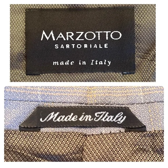 Marzotto Sartoriale Fine Italian Wool Light Blue Windowpane Jacket Size 40R